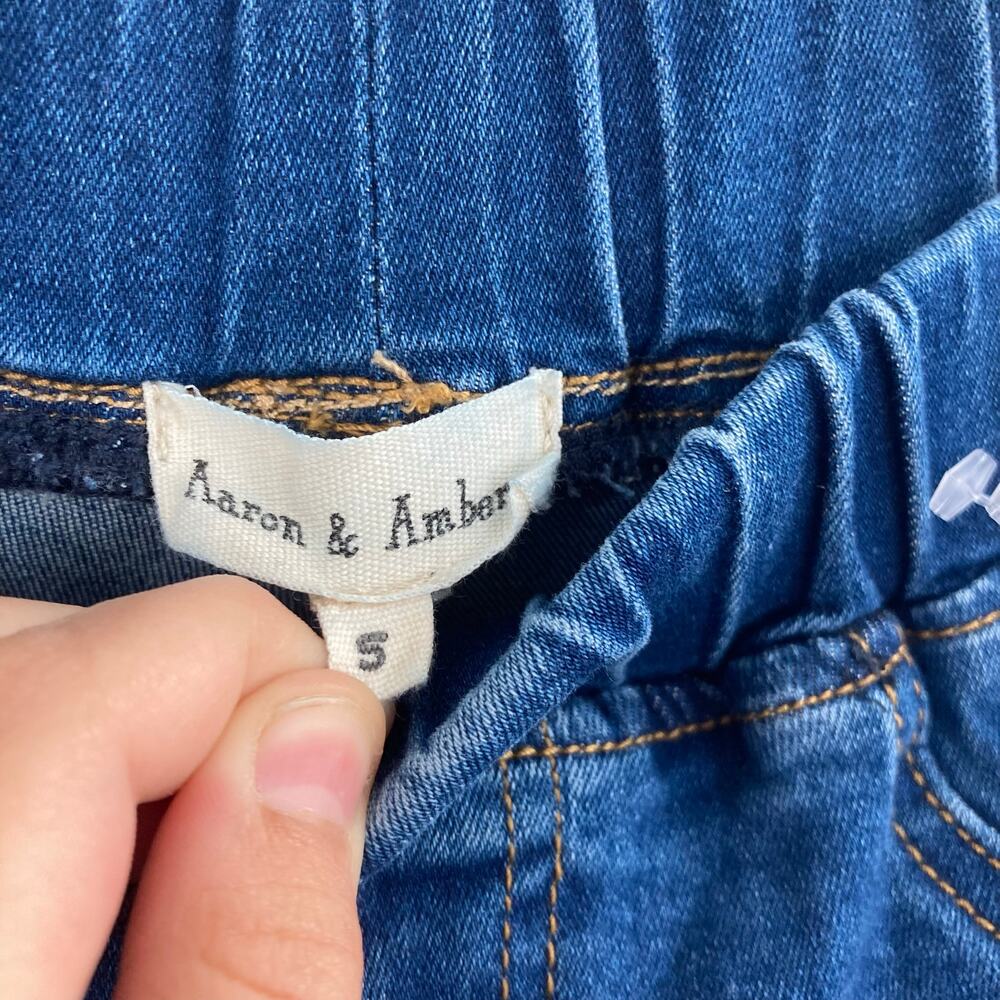 Aaron & Amber Elastic Waist Bell Bottom Dark Wash Distressed Jeans Western 24 - Picture 7 of 14